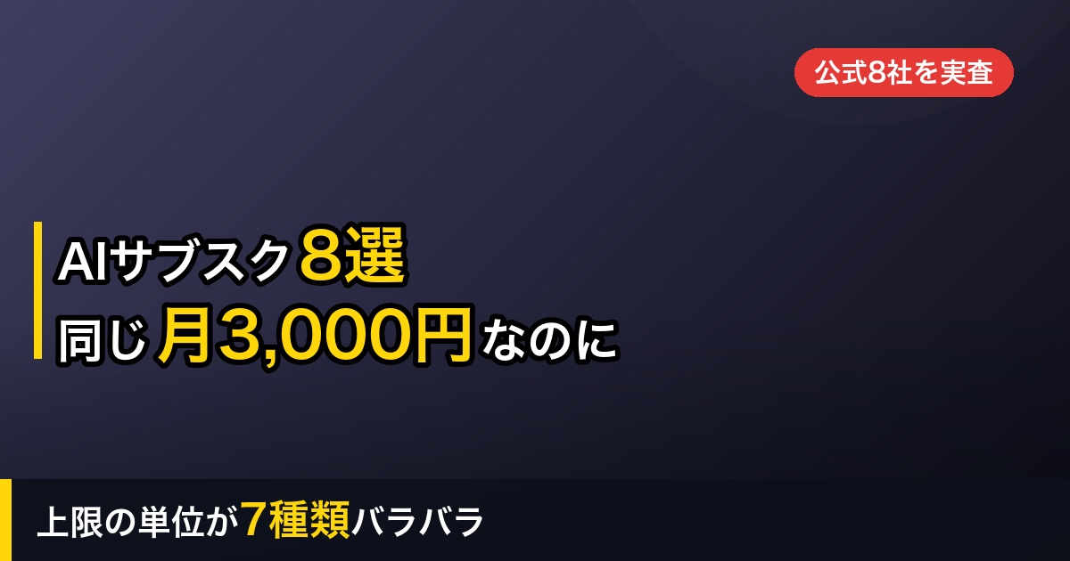 【2026年】AIサブスクおすすめ8選｜同じ月3,000円で買えるものは全然違う