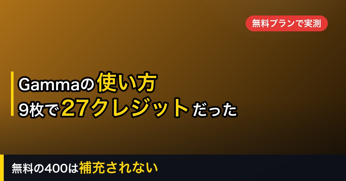 Gammaの使い方を初心者向けに解説【クレジットの仕組みまで実測】